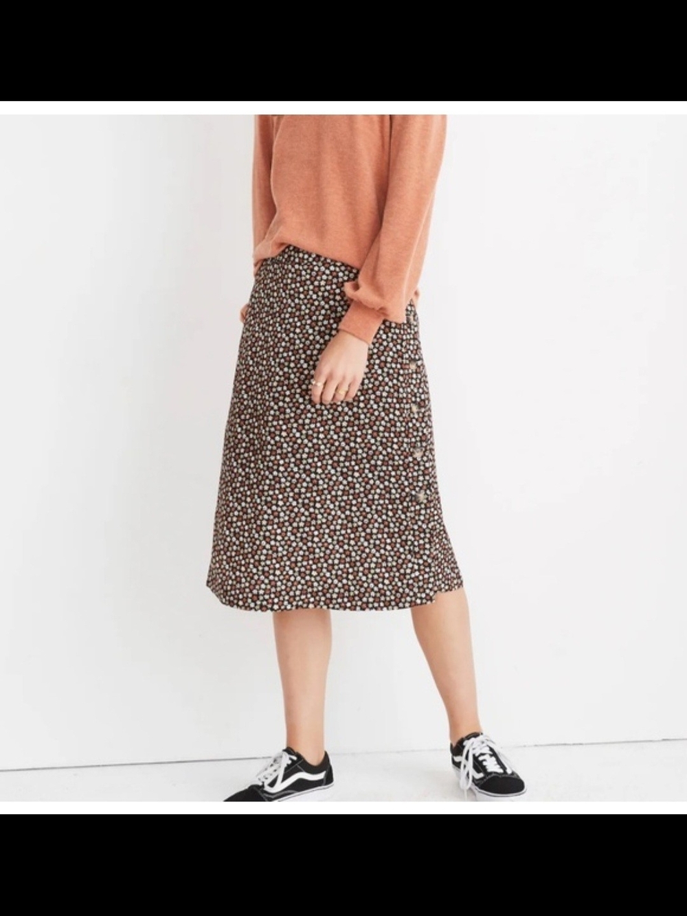 Madewell Side Button Midi Skirt In Petite Blooms